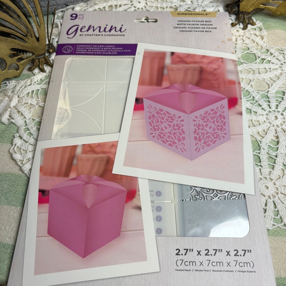 Gemini Crafters DIY Handled Origami Favor Box Crafting Die Stencil Set